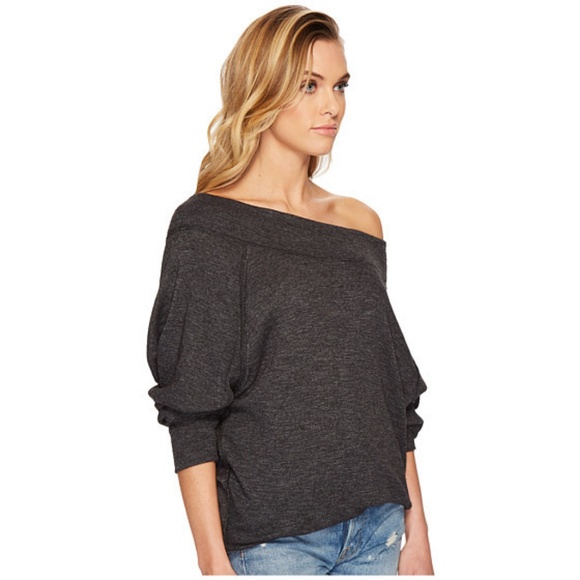 Free People Small Grey Palisades Off Shoulder Top - Picture 2 of 8